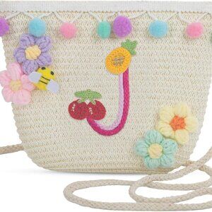 Elegant Small Woven Straw Beach Purse with Floral Accents - Summer Must-Have